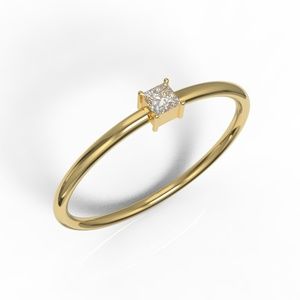 Solid 10k Yellow Gold Princess Cut Diamond CZ Ring